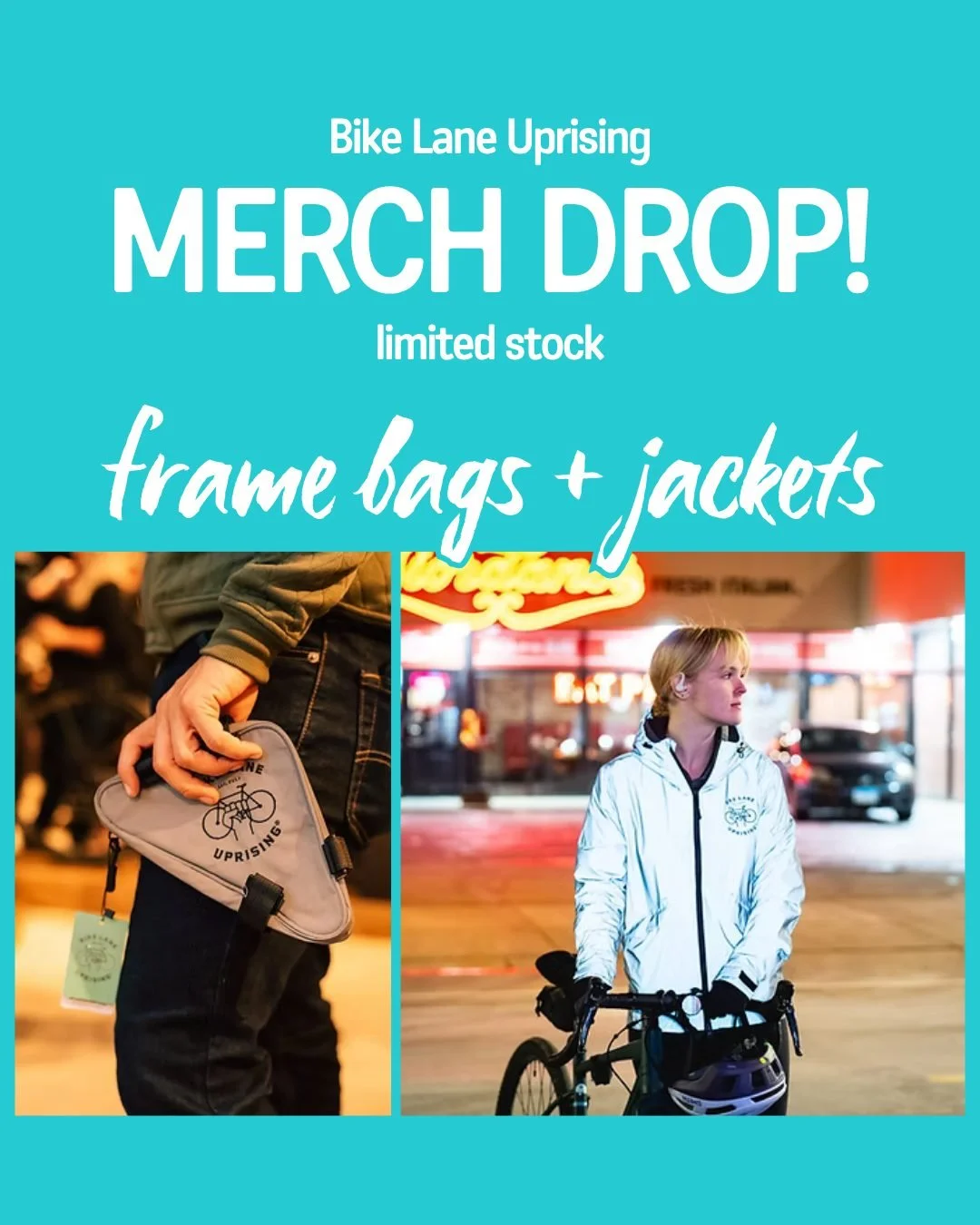 Bike Lane Uprising limited restock!
Get them before they're gone again!!!

@bikelaneuprising #bffbikes #ChicagoCycling #BikeCommunity
