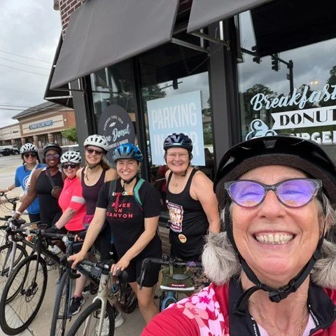 Such a fun ride today! Thanks to the rain for staying away :)
Bikes &amp; donuts are a perfect Sunday morning combo!
See you all next month for another Beginner/Intermediate Ride (9/20)