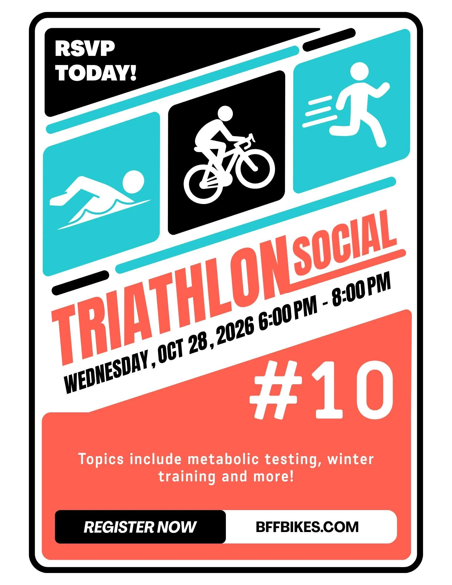 We had such a great time at our social last night that we forgot to take pictures!  Don't worry don't have FOMO join us next months!
Sign up on our website calendar!  October 28, 2026. www.bffbikes.com #chitri #triathlon #triathlontraining