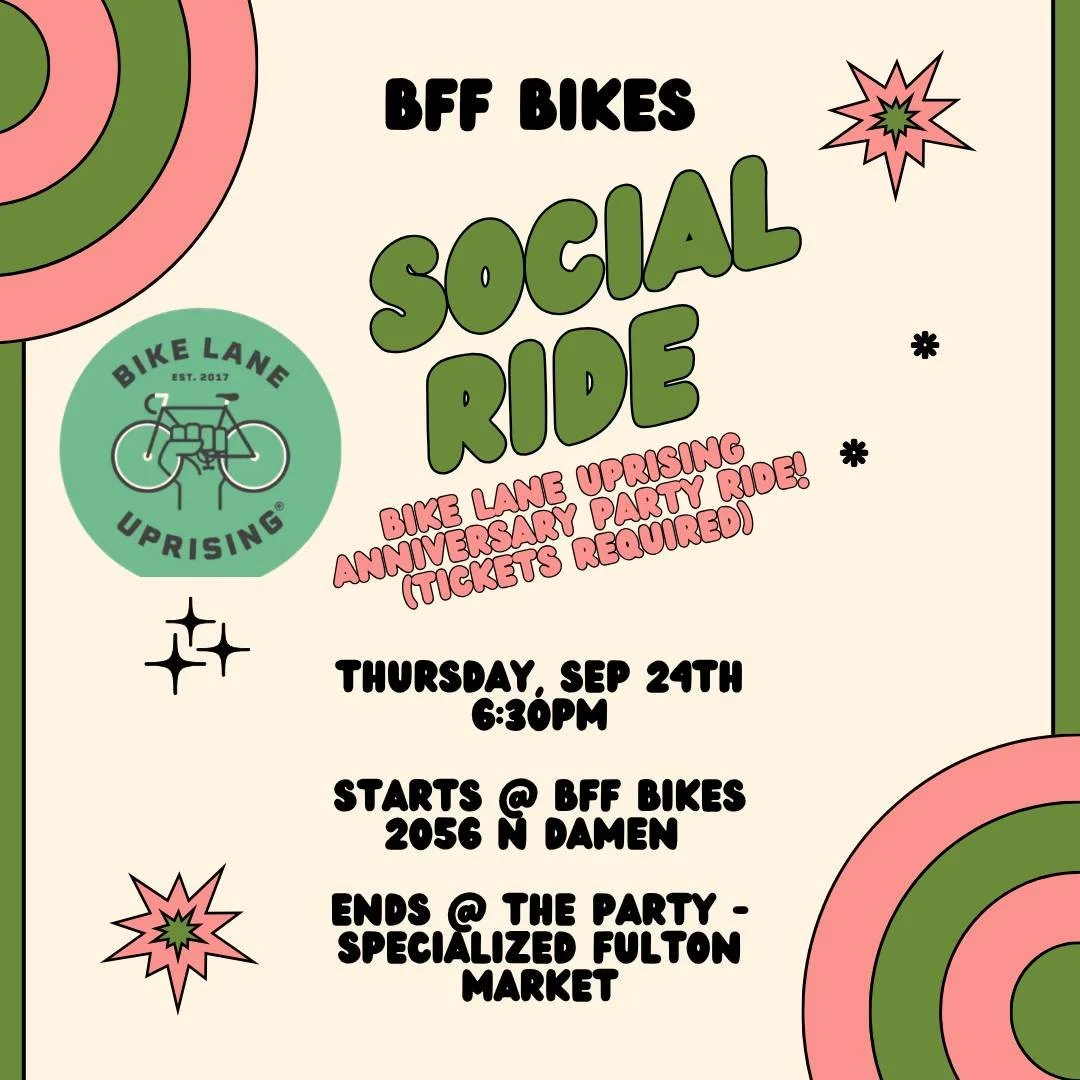 This week, the WTF Social ride will be heading down to Specialized Fulton Market to celebrate Bike Lane Uprising turning 9. We leave the shop @ 630 at a casual pace.

Tickets are required to get into the party. Visit the like to buy them now: https:/
