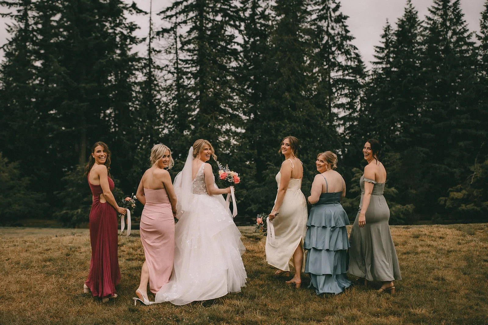 rainbow bridesmaid dresses