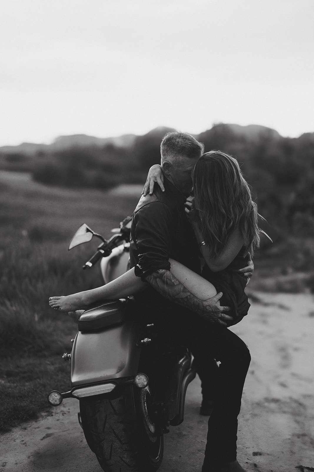 sexy motorcycle engagement photos
