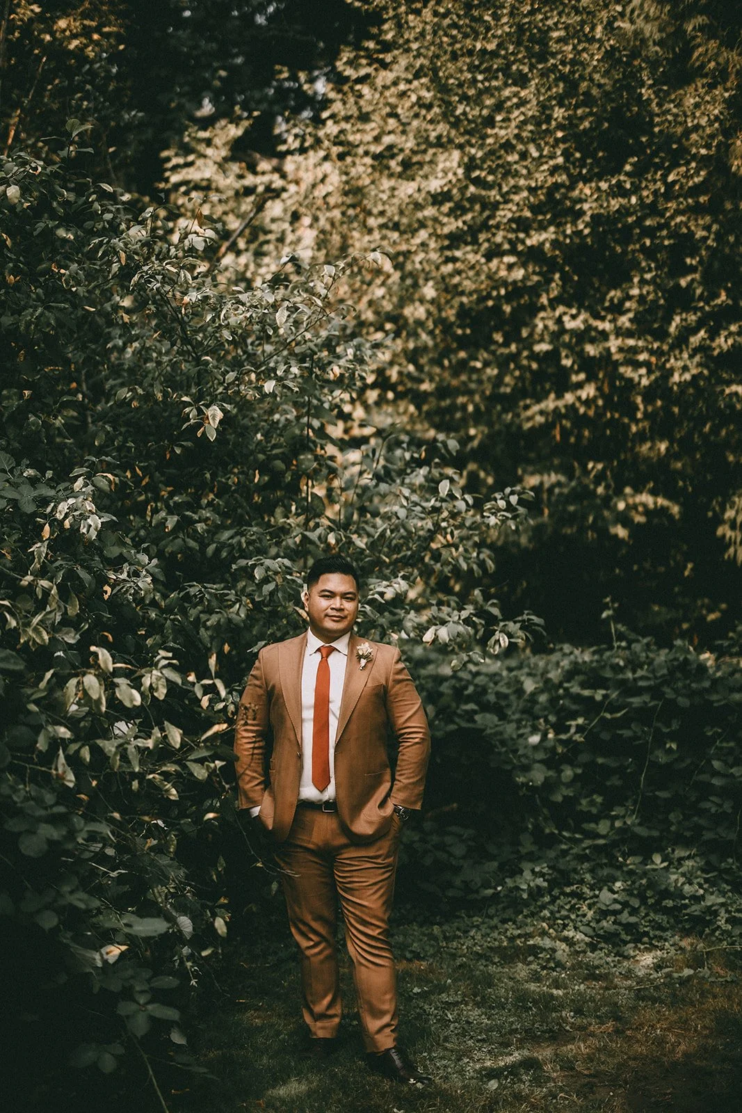brown wedding suit