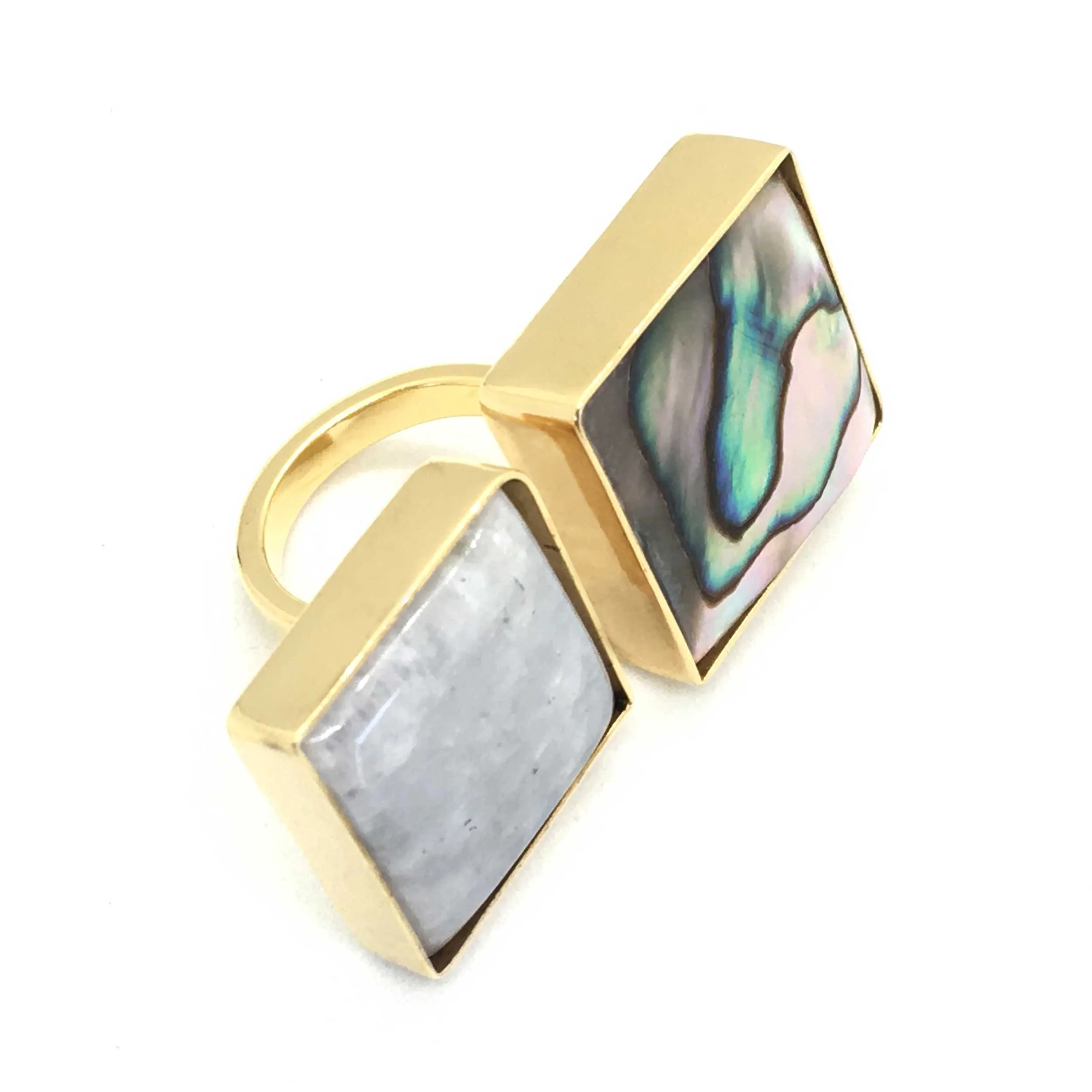 2 Stone White ring - unique