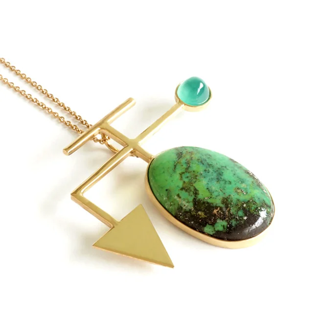 Green Triad necklace - unique