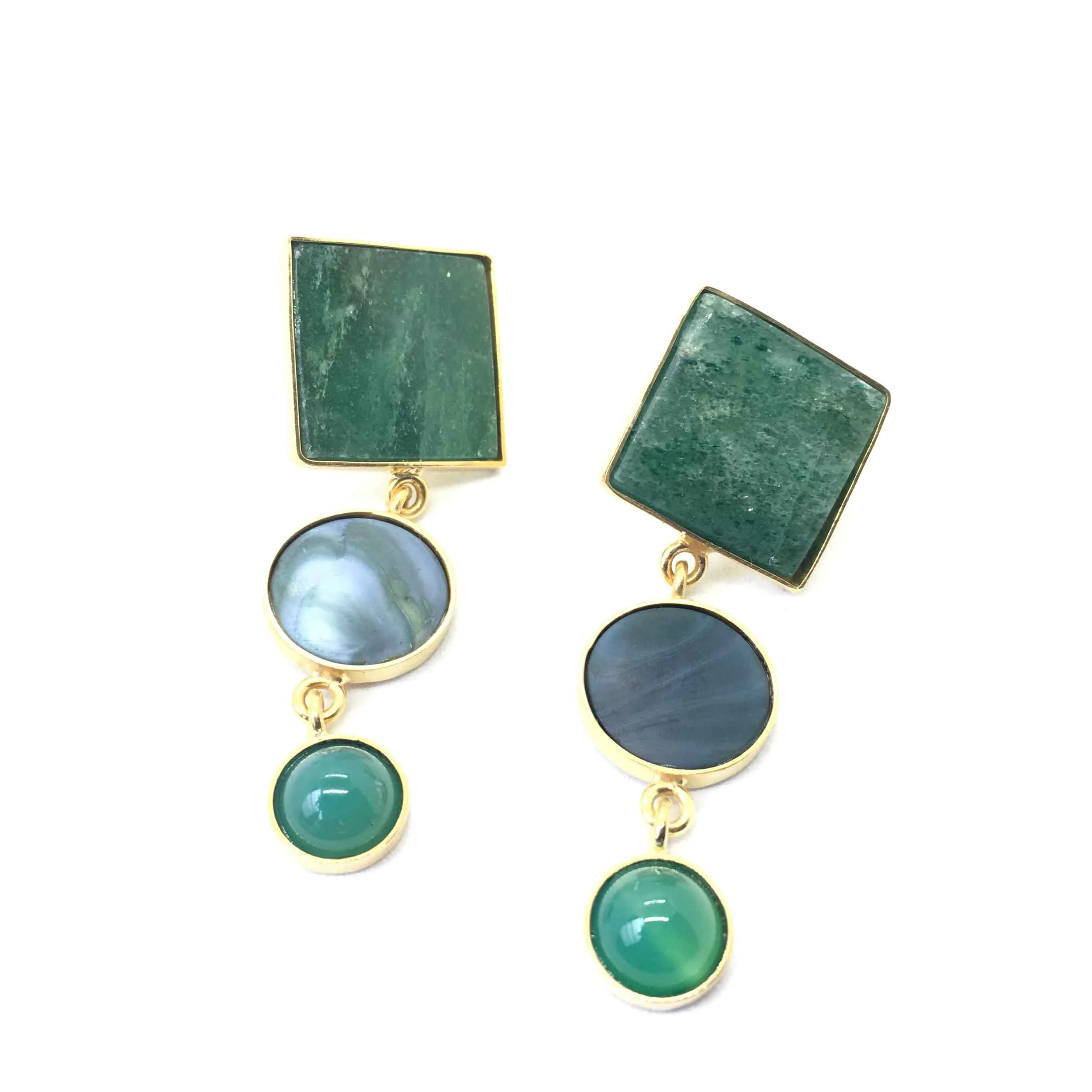 3 Stones Ocean Earring - unique