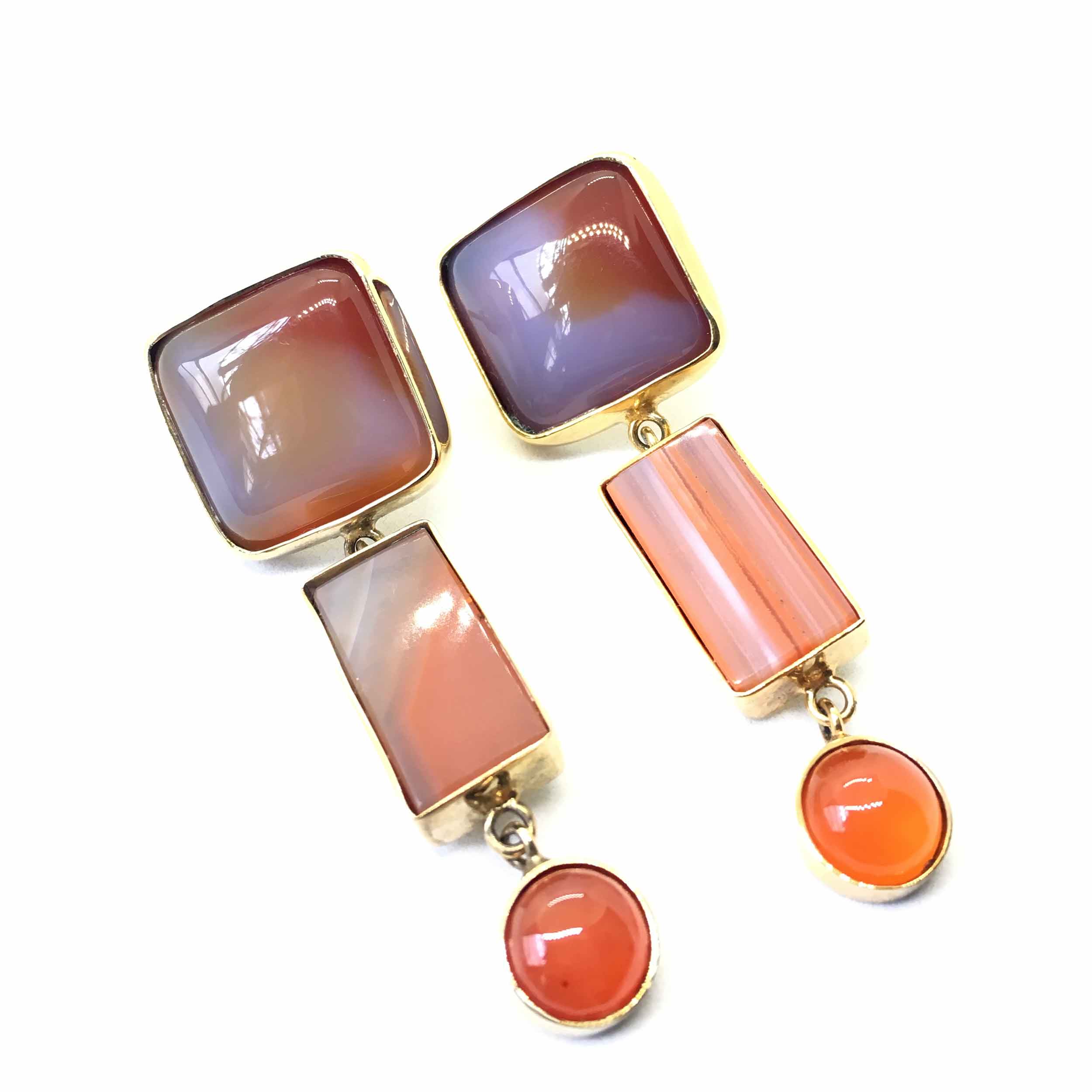 3 Stones Coral Earring - unique