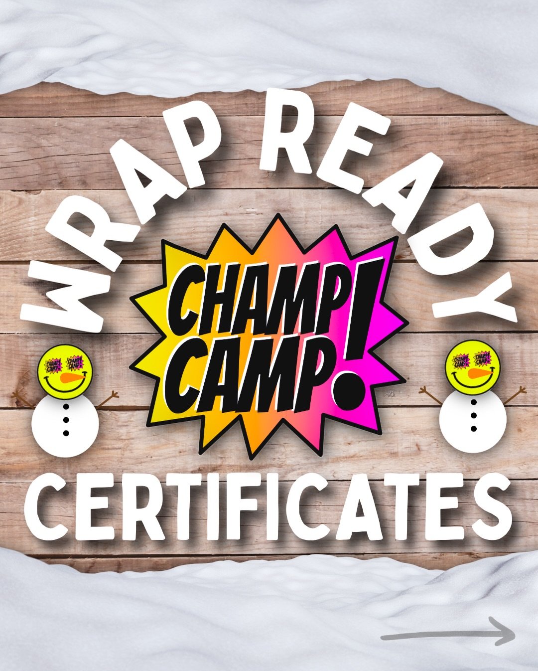 🤔 Stumped on the perfect last-minute holiday gift for the little one in your life? No worries, we GOT you &mdash;

🎟️With our Summer Registration wide open, we&rsquo;ve created a couple of Wrap-Ready Printable Champ Camp Certificates to help you pr