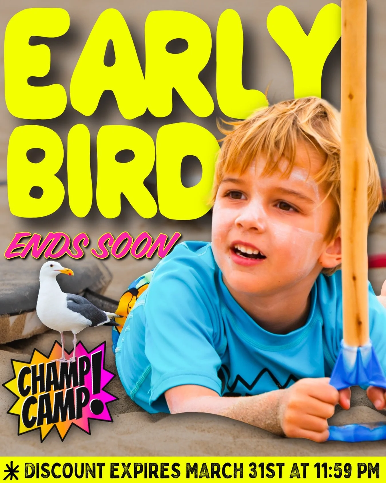 🚨Early Birds, get ya worms!

🕊️This automatic discount expires at the end of the month, so snag your spots for cheaper before they fly away!..
_____
⌛️: LINK IN BIO
.
.
.
.
 #kidscamp #SouthBay #manhattanbeach #redondobeach #summercamp