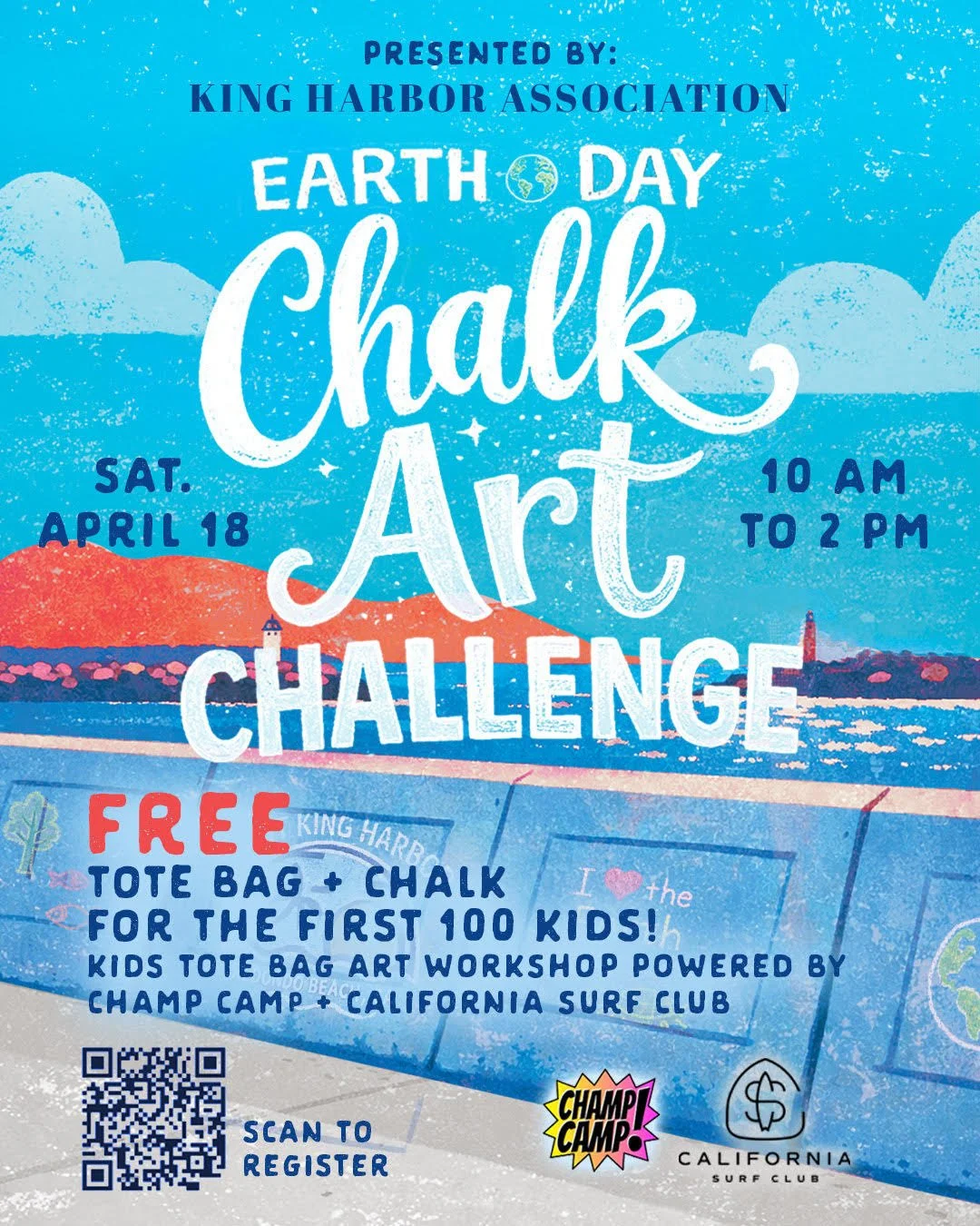 earth day chalk art redondo beach champ camp california surf club