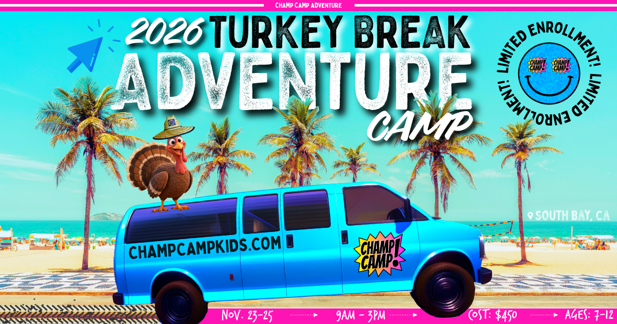 champ camp kids turkey break adventure thanksgiving fall 2026 southy bay blue van