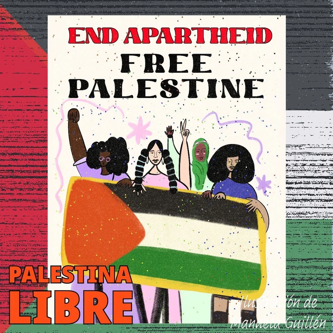 Informaci&oacute;n sobre el apoyo militar de Israel a la opresi&oacute;n en Latinoam&eacute;rica

I.D. La primera imagen es un poster realizado por Manuela Guill&eacute;n. Este poster tiene como t&iacute;tulo 'End Apartheid - Free Palestine' Palestin