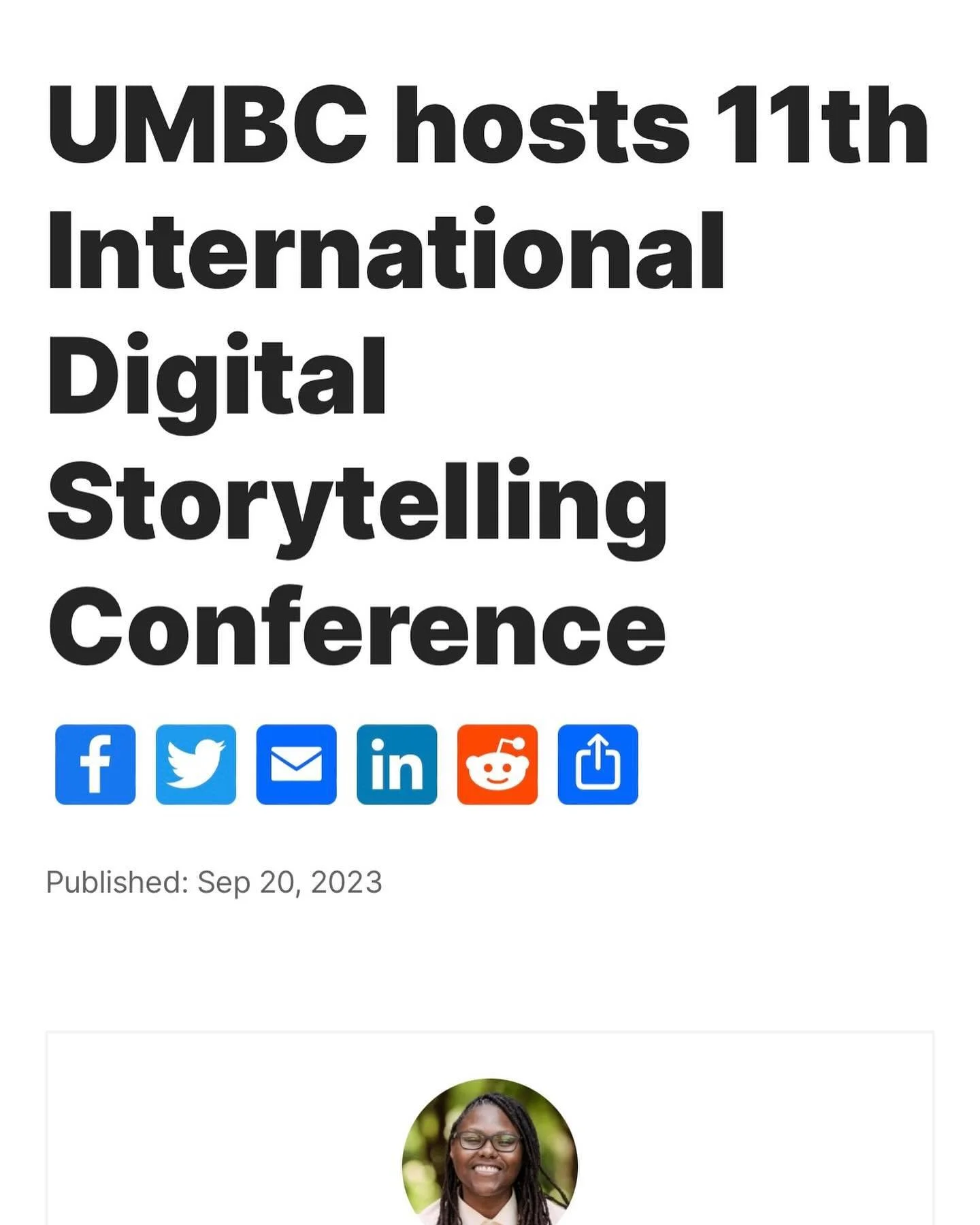 Es un honor compartir este art&iacute;culo de Adriana Fraser sobre la und&eacute;cima conferencia internacional de Narrativas Digitales y siendo @umbclife la anfitriona de este evento. It is a honor to present this article written by Adriana Fraser a
