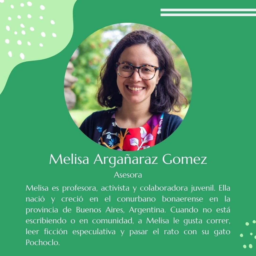 Queridxs Latinxs en Baltimore! Les presento a otra de nuestras queridas asesoras de proyecto. Su nombre es Melisa Arga&ntilde;araz Gomez. Lxs invitx a leer su bio y a darle un ❤️en el post. 

Image ID: A profile picture in the shape of a circle, gree