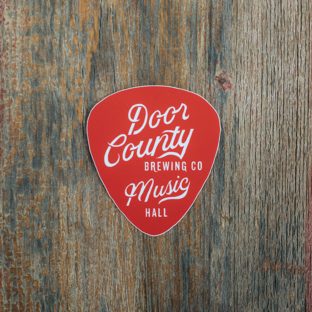 Dcbc Music Hall Guitar Pick Sticker Door County Brewing Co