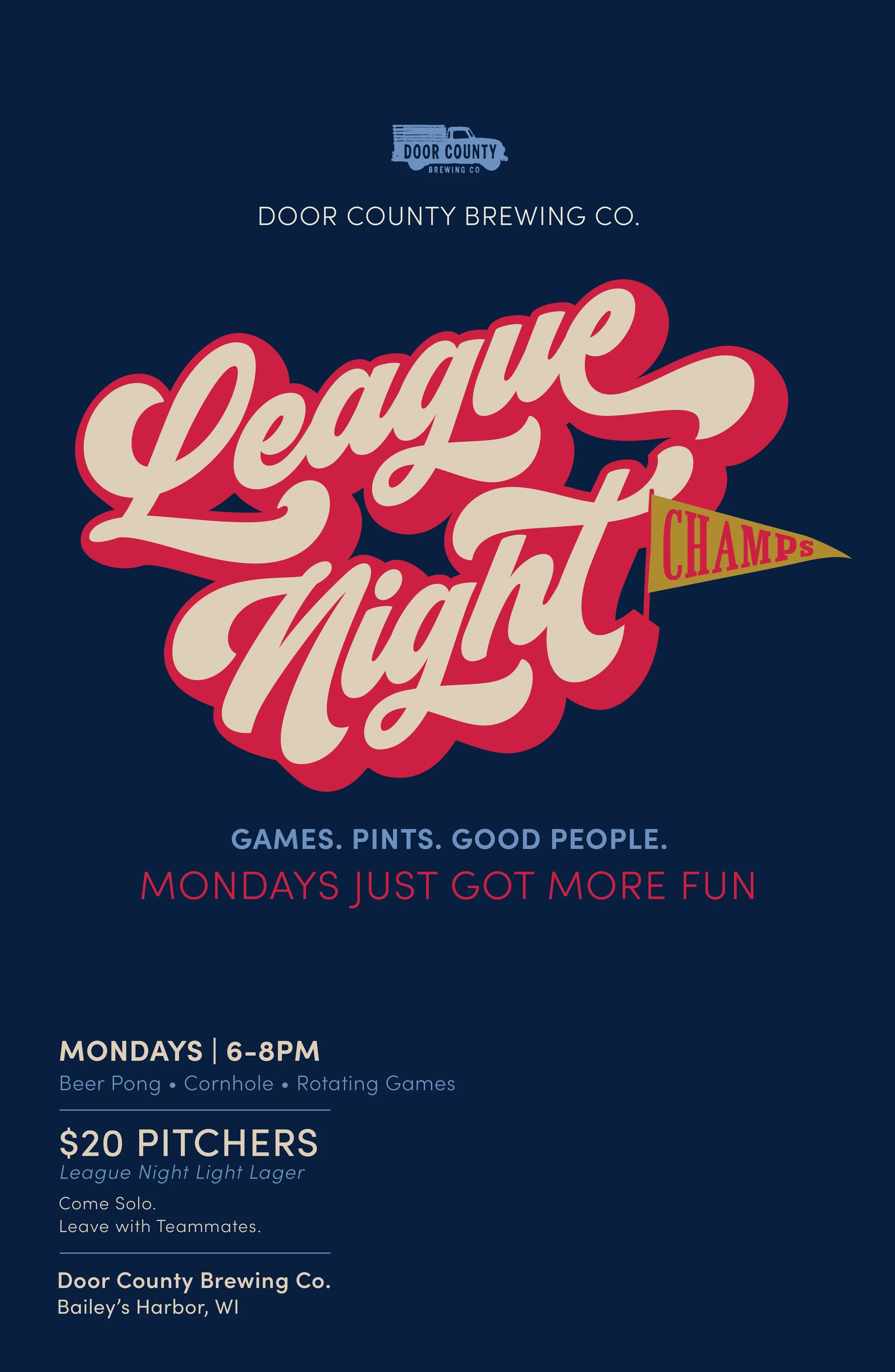 League Night at Door County Brewing Co poster
