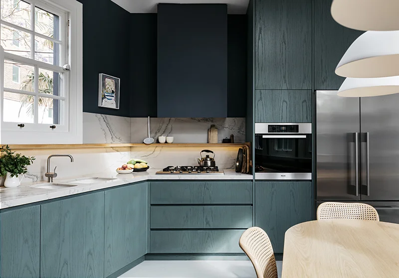 Kitchen details in the Darlinghurst Residence. Designed by Richards Stanisich . Photo – Felix Forest .