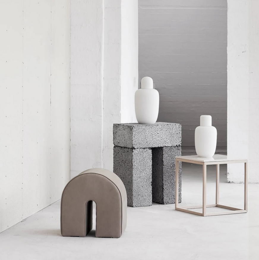 Curved Pouf - Light Brown