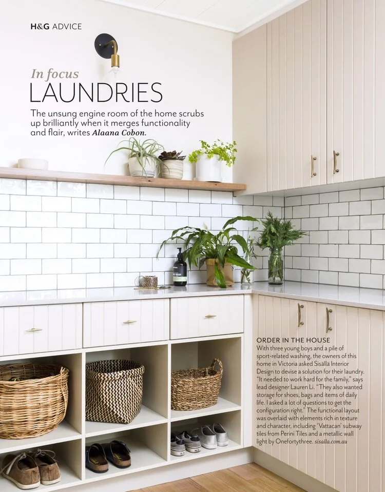 House &amp; Garden have featured the laundry of our Mount Martha House in their August issue.