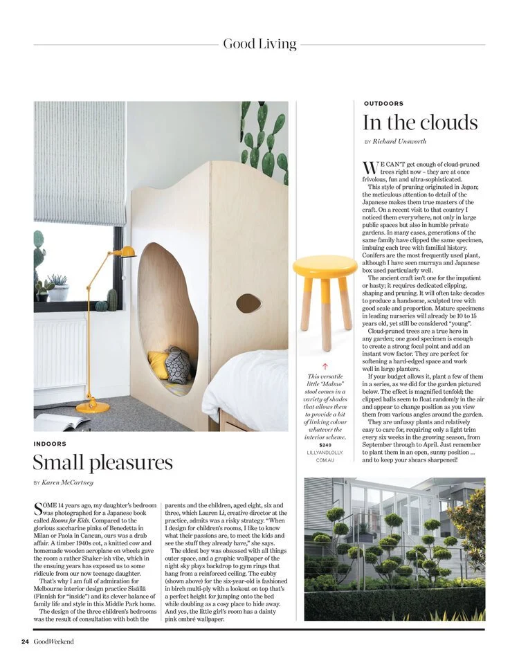 Good Weekend has featured Sisällä’s Middle Park House project.