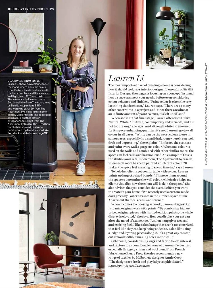 Lauren Li offers decorating tips from The Apartment by Sisällä in Country Style’s November 2018 issue.