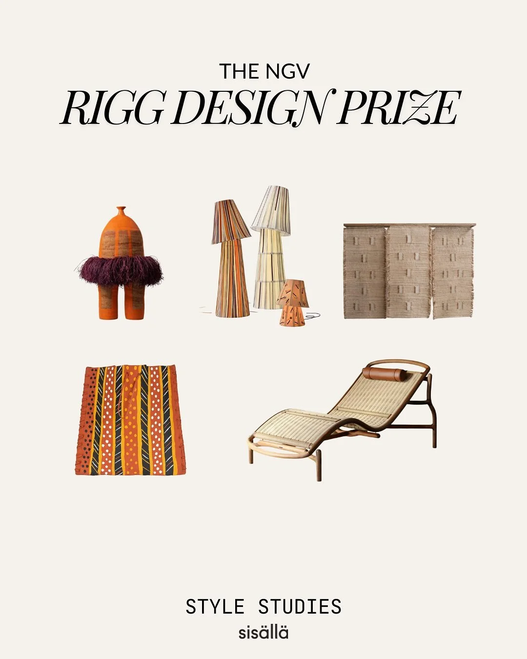The Rigg Design Prize 2025 has landed and the $40K award has gone to Alfred Lowe, ceramicist and proud Aranda man from Snake Well in Central Australia.

His piece is the first one on this slide and it&rsquo;s pure magic: clay + fibre woven into textu