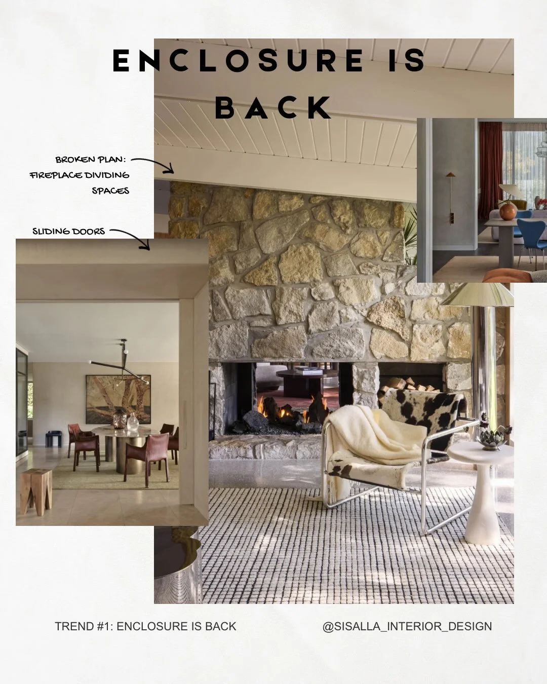 Trend #1: Enclosure is back.

For years we knocked down walls in the name of openness. Bigger sightlines. Seamless flow. Everything visible.

But life has changed.

We work from home. We scroll from home. 🙋🏼&zwj;♀️ We rest, recover, host and raise 