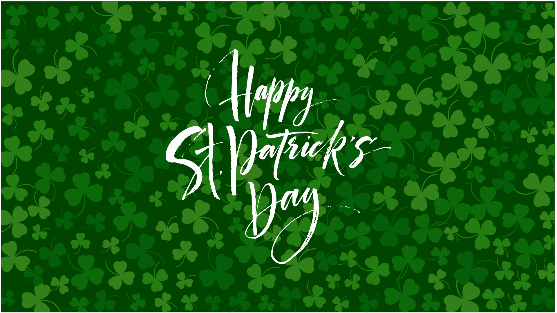 Green White Illustrated Clover Background  Happy St. Patrick's Day Desktop Wallpaper.png