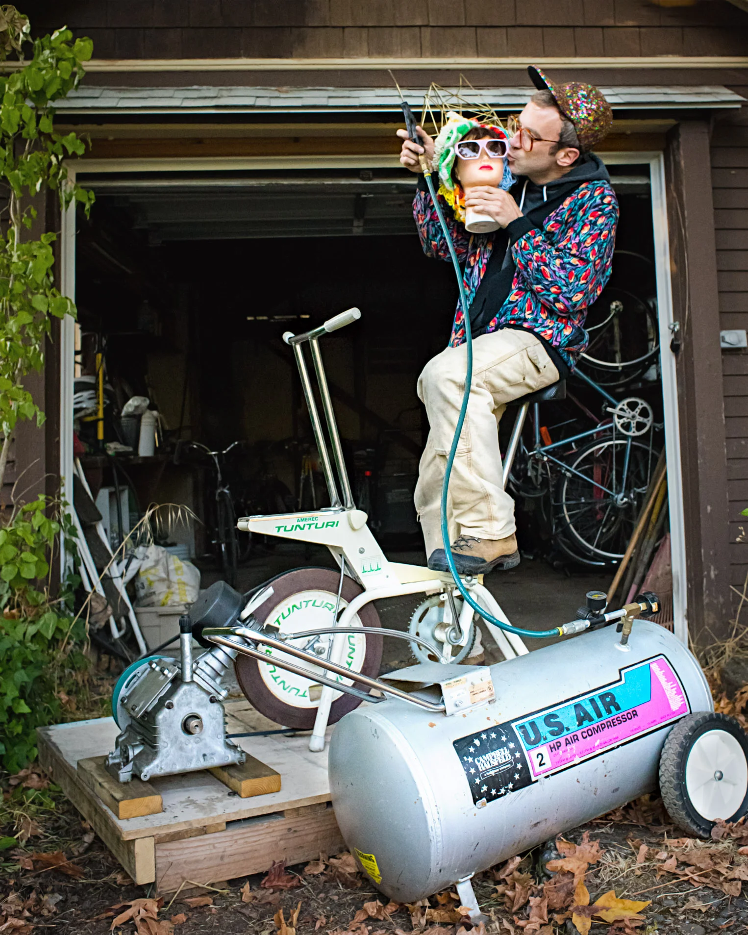 Matthew gets weird on his pedal-powered air compressor