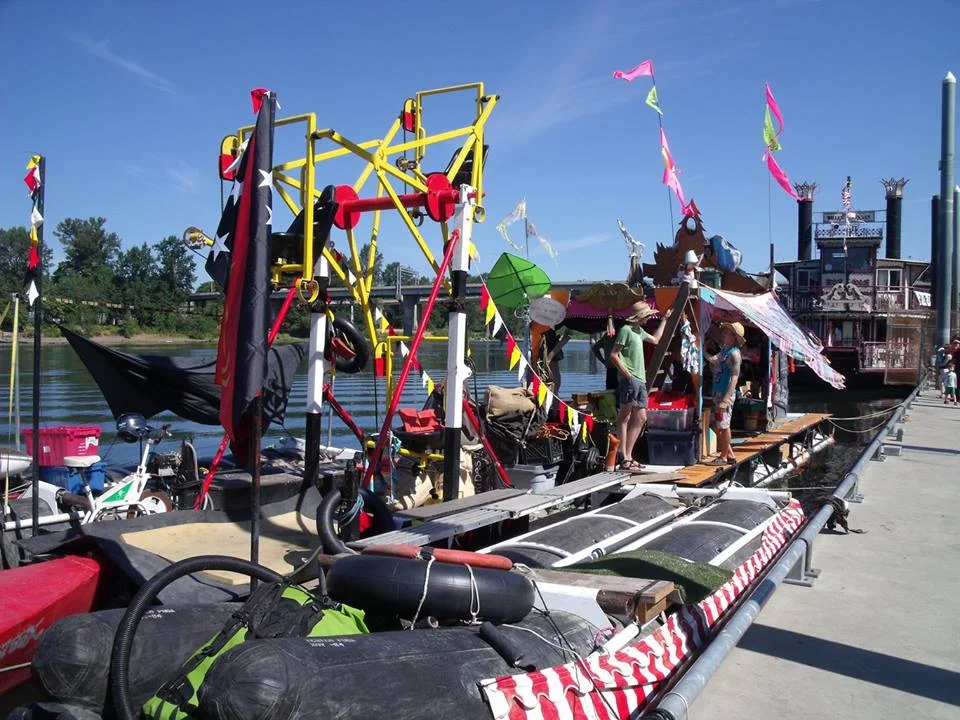 Cyclecide’s ferris wheel barge, docked in Salem