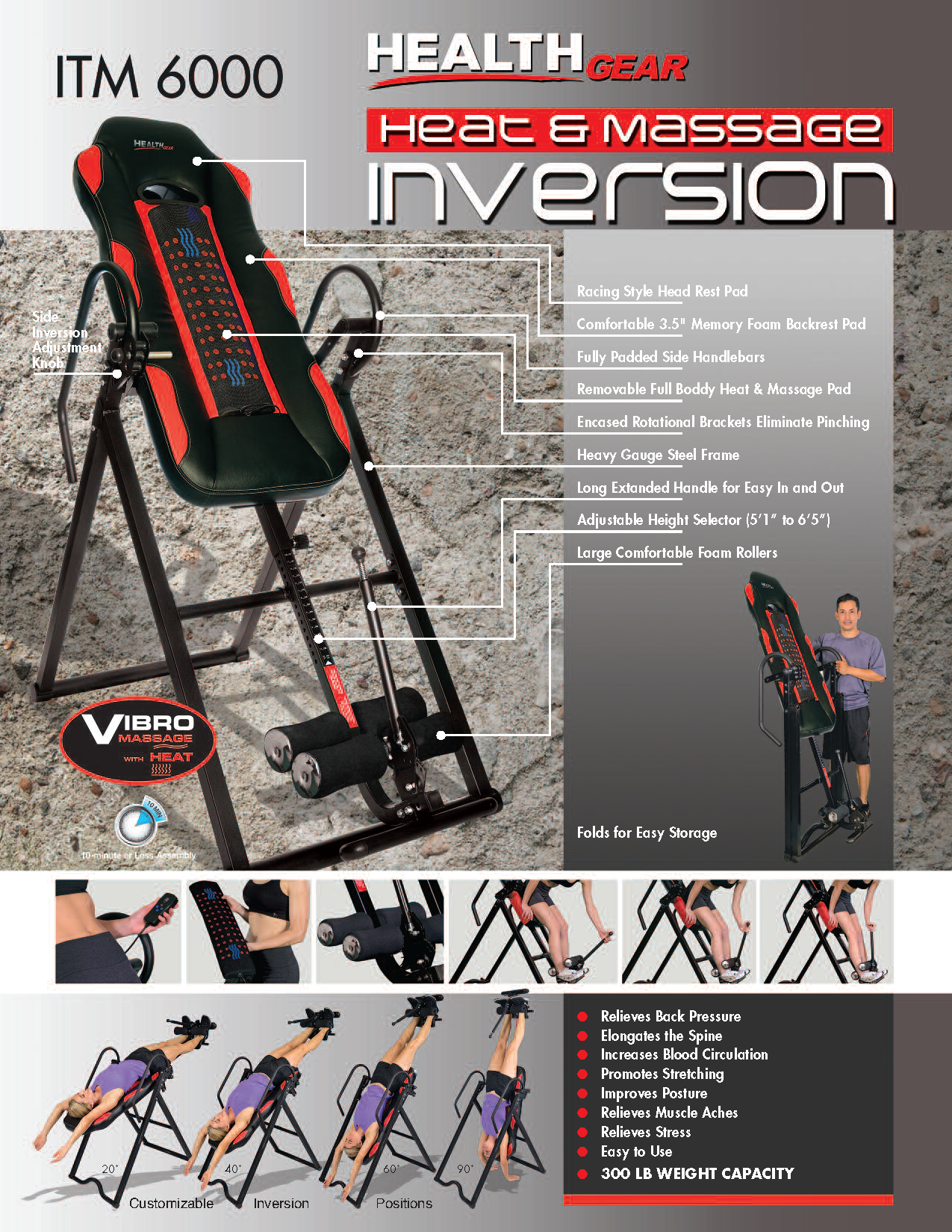 Health Gear Itm 6000 Heat Massage Inversion Table