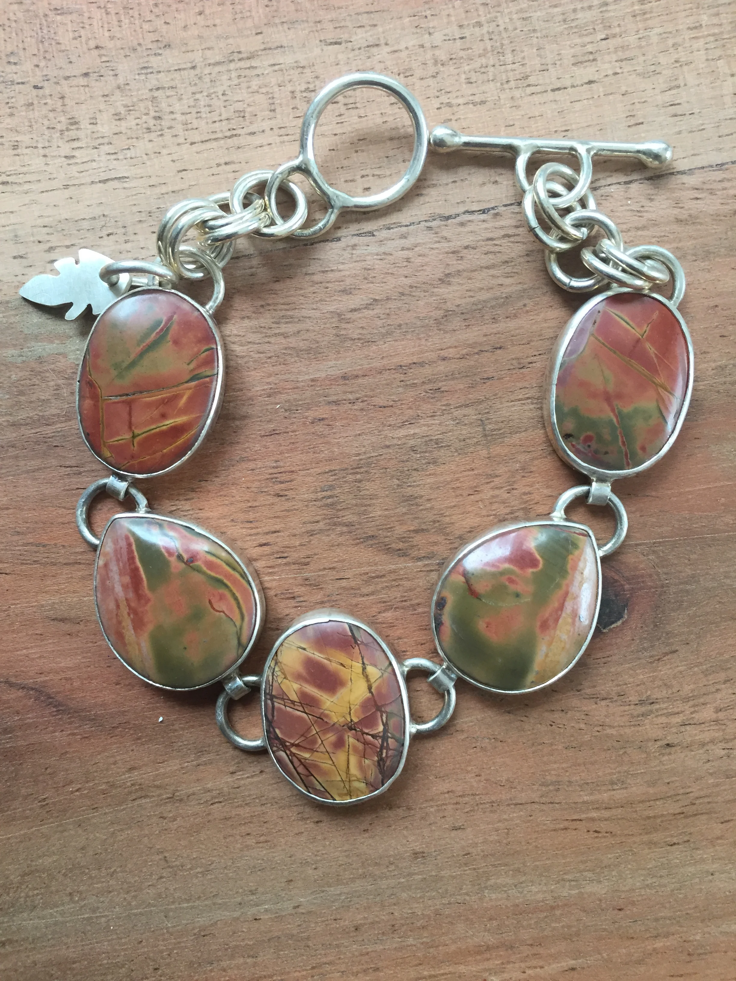 Sterling Silver and Red Creek Jasper Bracelet