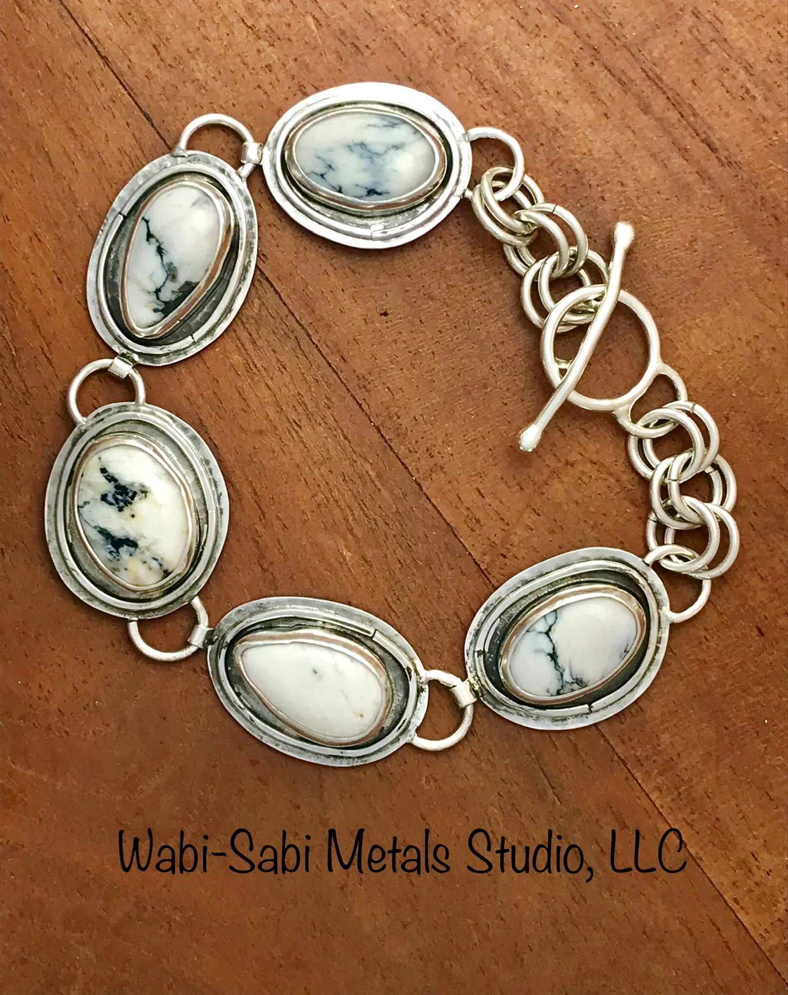 White Buffalo and Sterling Silver Link Bracelet