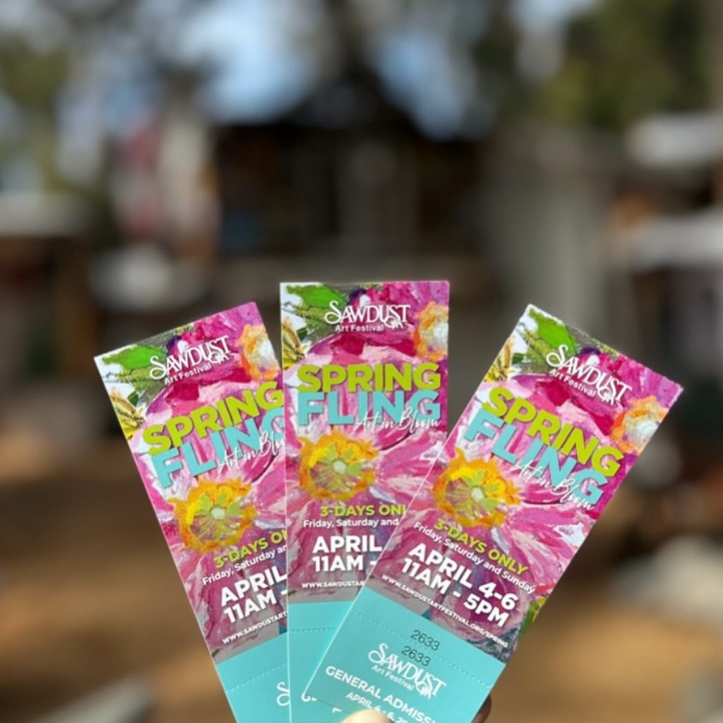 See you this weekend at Sawdust&rsquo;s Spring Fling Weekend! We will open Friday through Sunday, 11am to 5pm 🌷 Tickets are available at the gate or on Sawdust&rsquo;s Website @sawdustartfestival