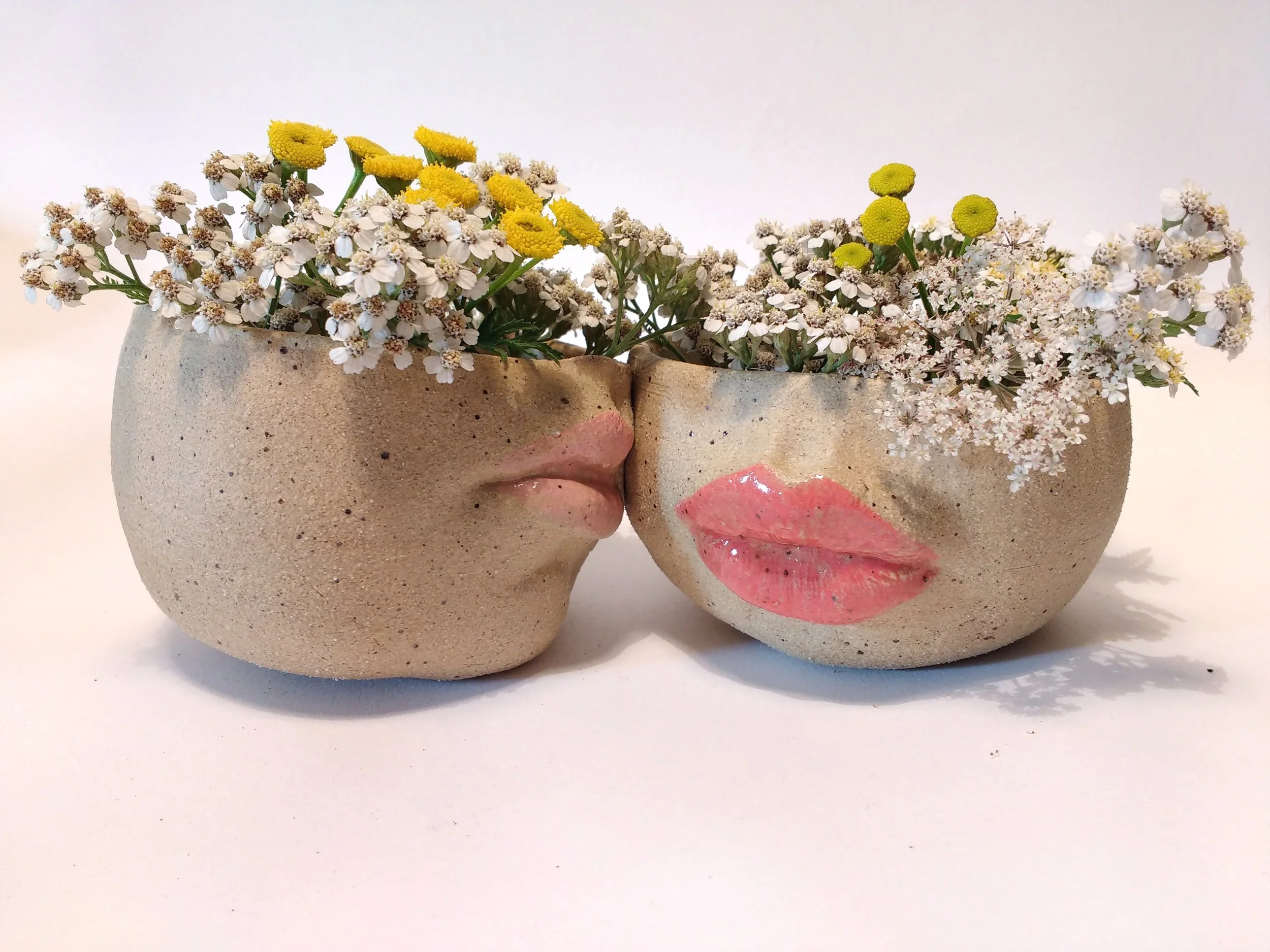 Sweet-cheeks, Conjoined ceramics, planters and/or dishes, Cone 6 Oxidation, 7x3x3in
