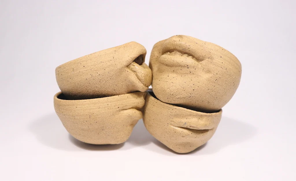 Tongue & cheek, Ceramics, Cone 6 Reduction, Each approx.: 3.75 x 3.75 x 2.5in, 2017.
