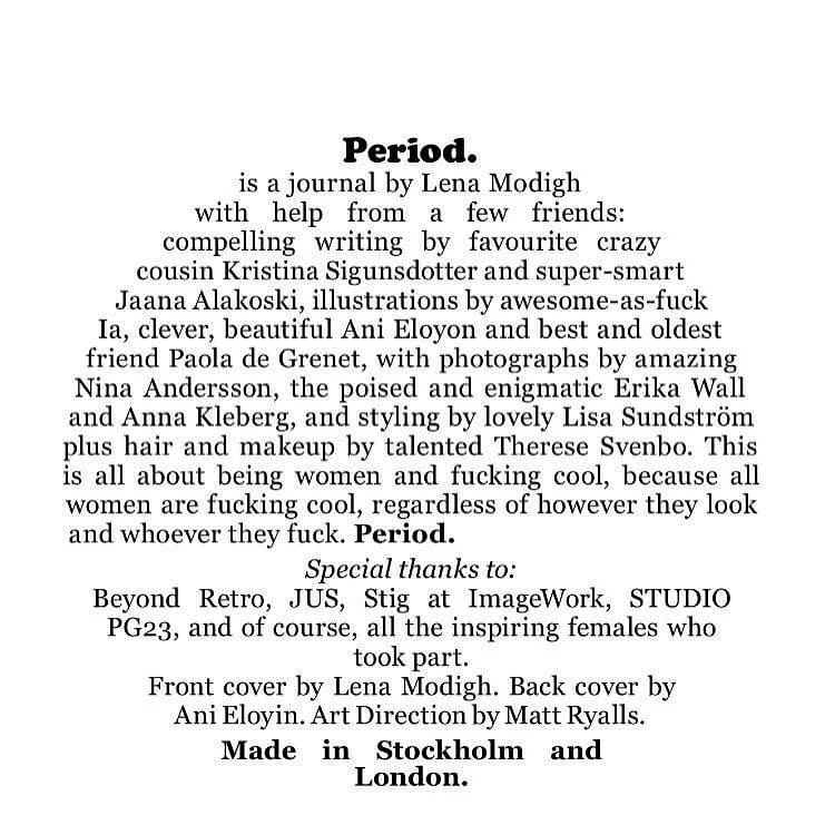From issue one of Period. How it all started.