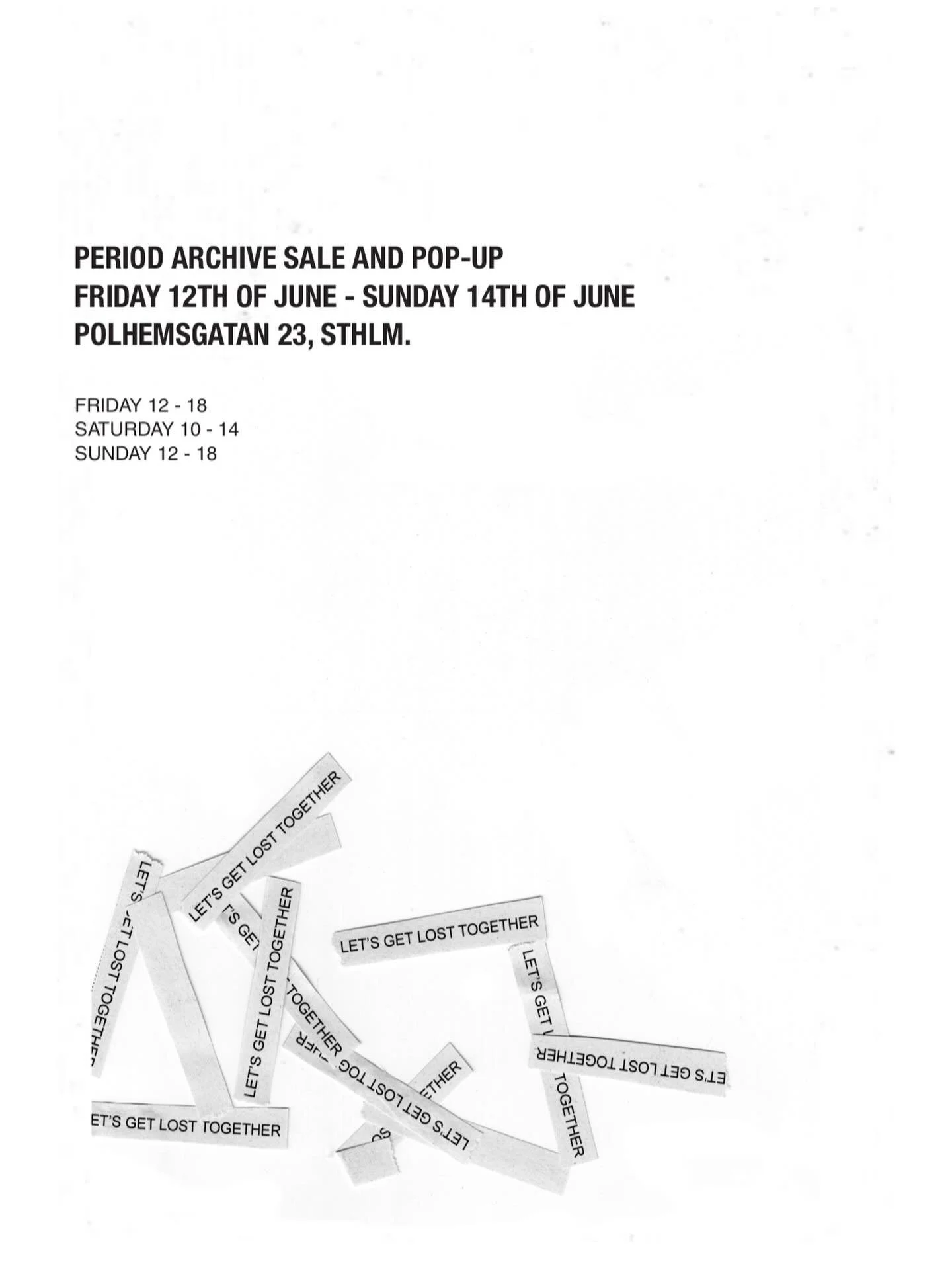 Don&rsquo;t miss out on the Period. Archive Sale starting tomorrow at Polhemsgatan 23 at 12.00