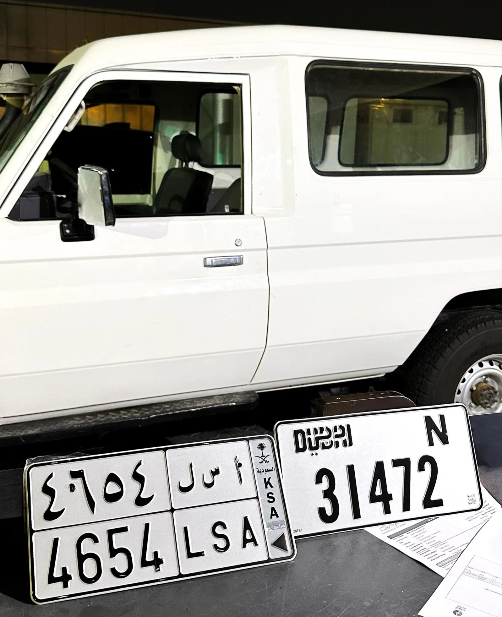 oyota Land Cruiser HZJ78 after passing its vehicle inspection and being registered in Dubai, ready for the next stage of its overland preparation