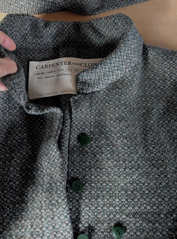 Woodland green Welsh Flannel Shirt being hand made
