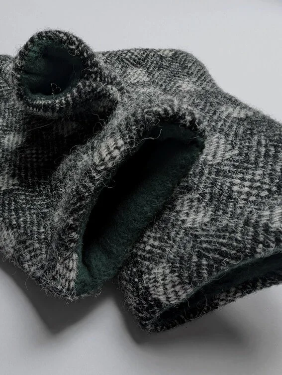 Elvet British wool fingerless mittens with organic cotton lining