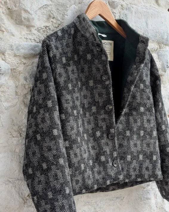 British wool tweed woven at Elvet mill in Carmarthenshire reminiscent of our heritage Welsh Blankets