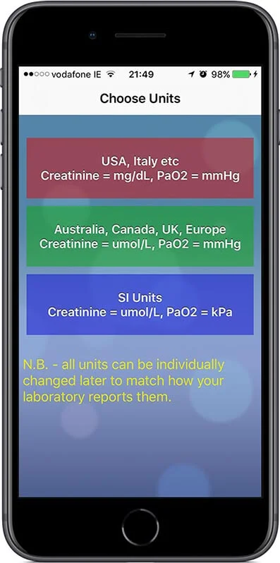 Choose the units used in your country or laboratory at start up.