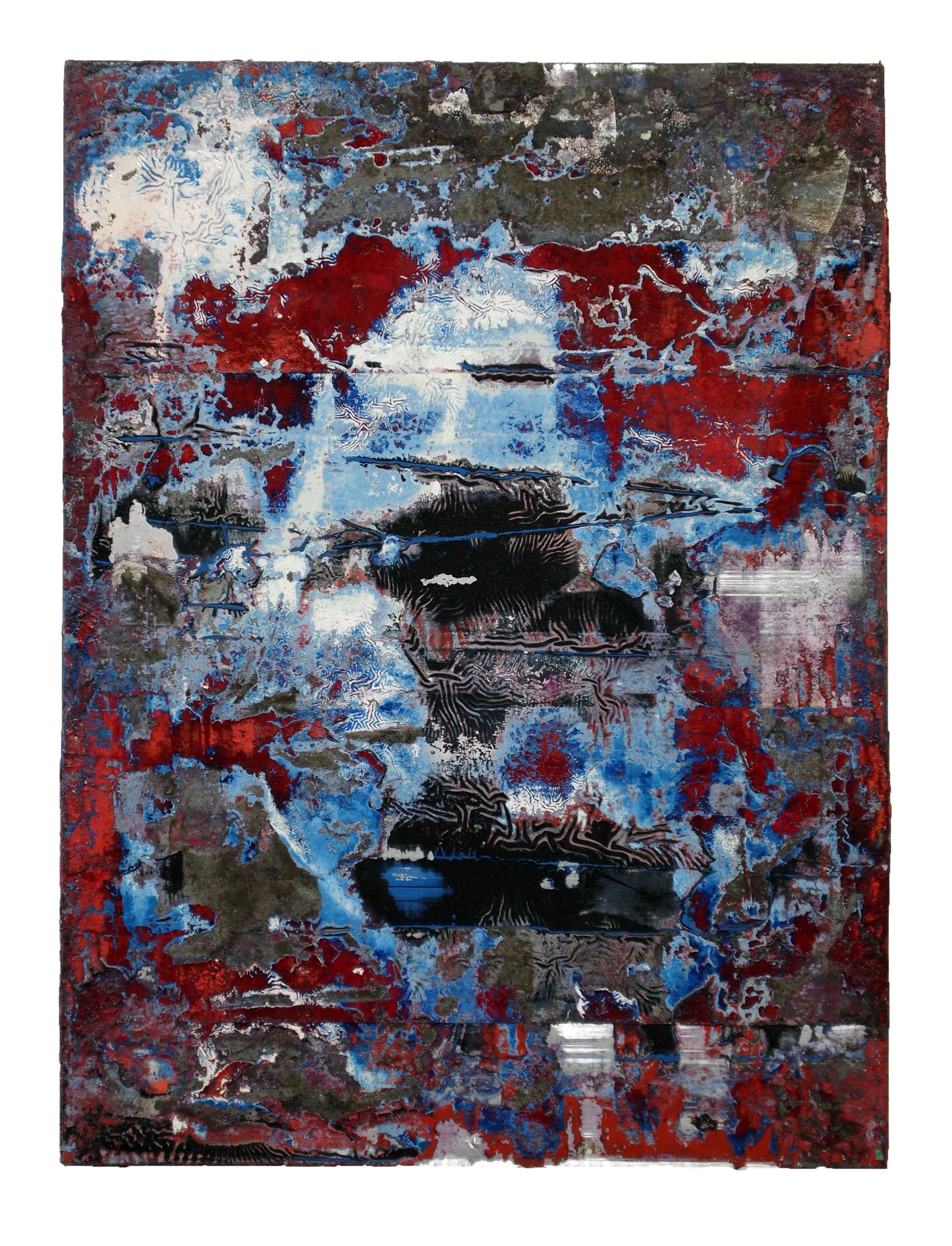 Chromatic Inscription X (2017). Oil and gloss on aluminium.