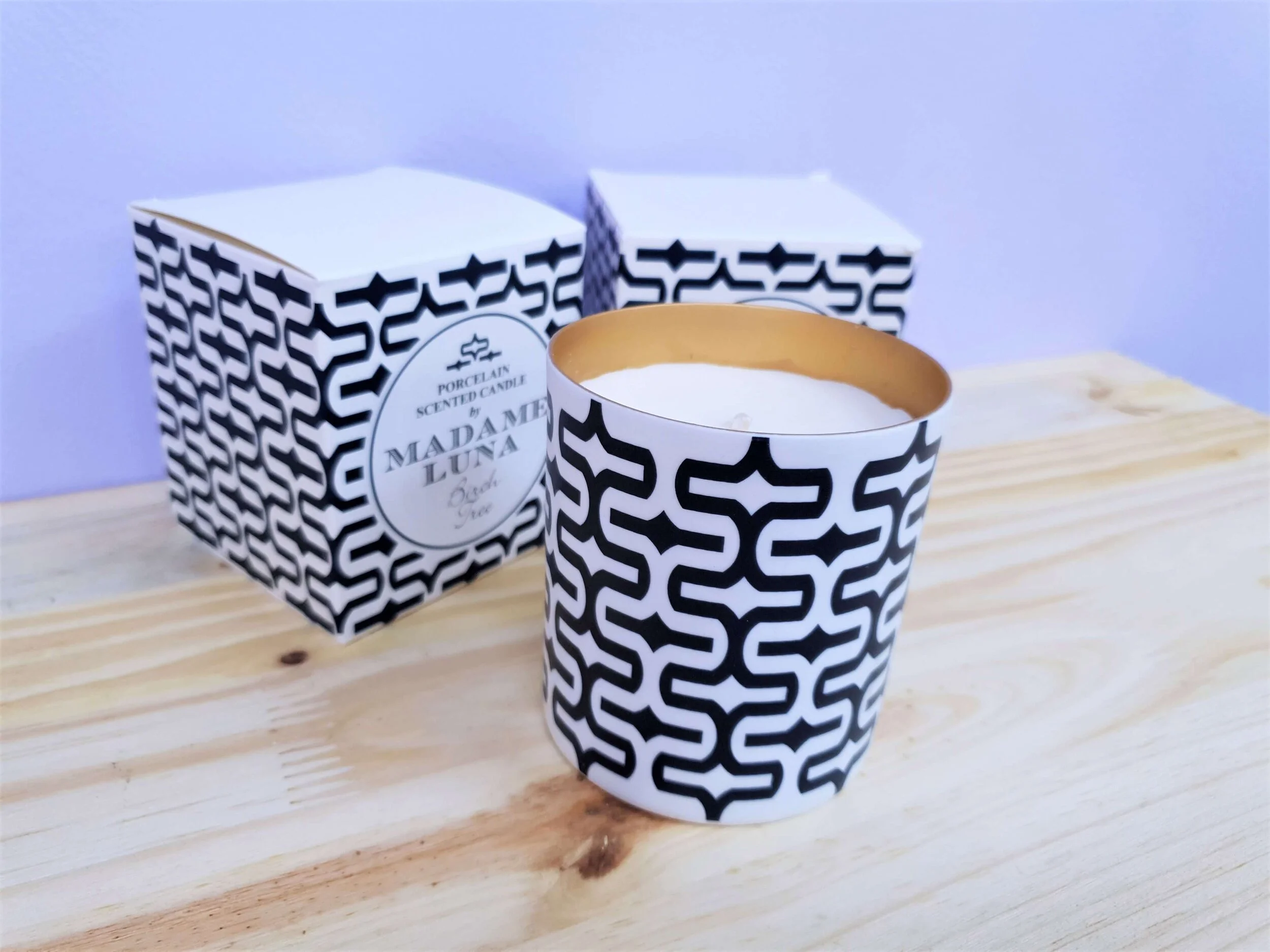 Blue Decal Candle