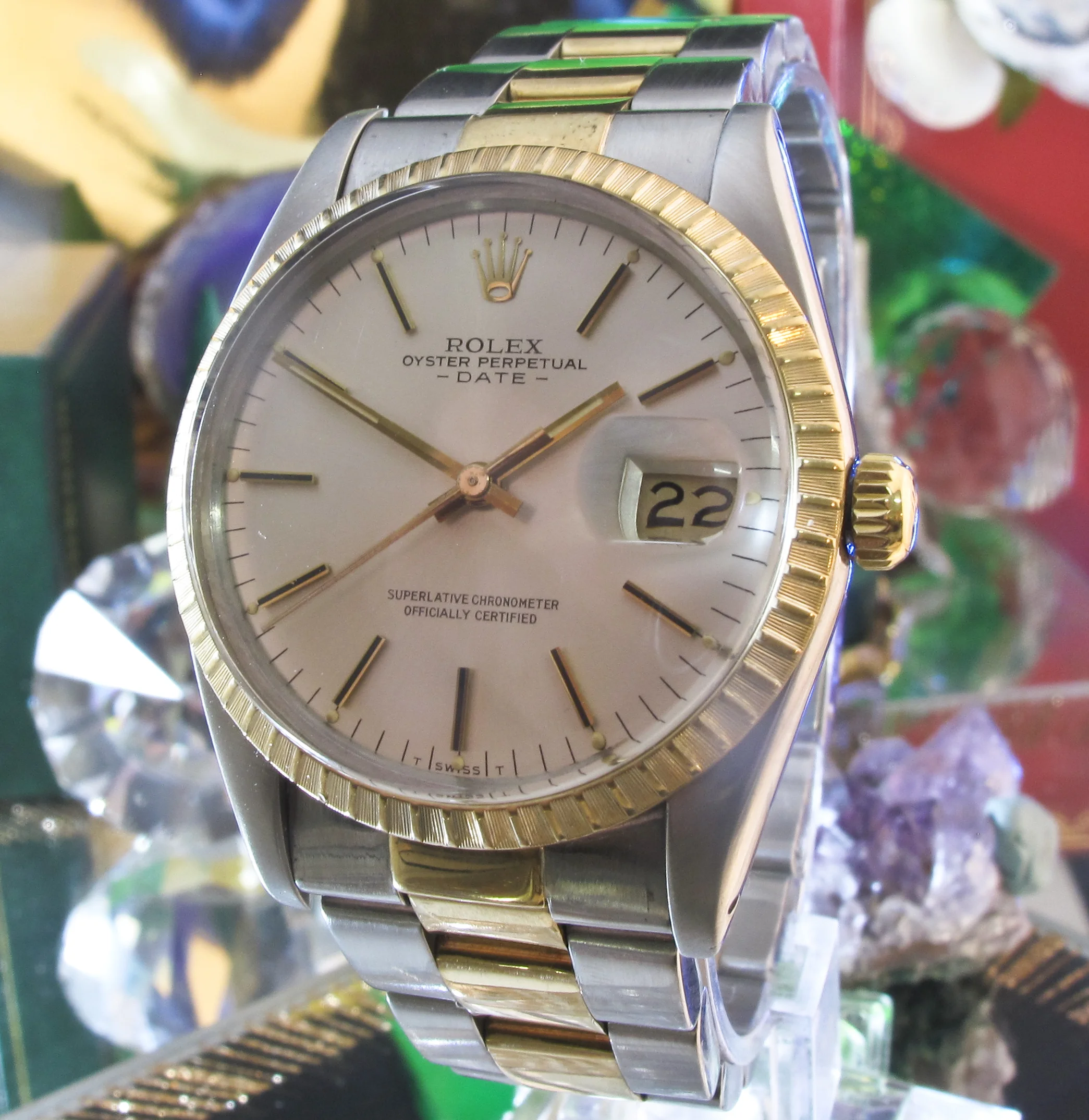 Rolex Oyster Date Bi Metal 18 K Gold 15053 Auto 19 cm 2 Year warranty  Steelinox — Time2Timepiece