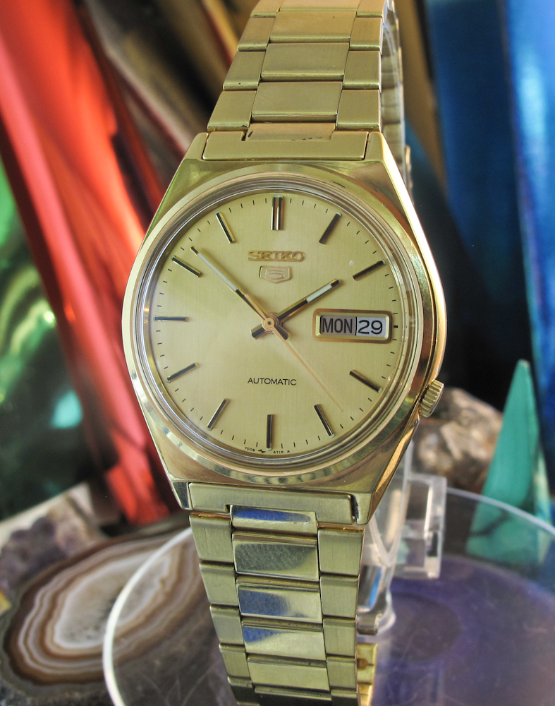 Seiko 5 Automatic Day Date 7009-3140 serviced 2 year Warranty Gold Plated —  Time2Timepiece
