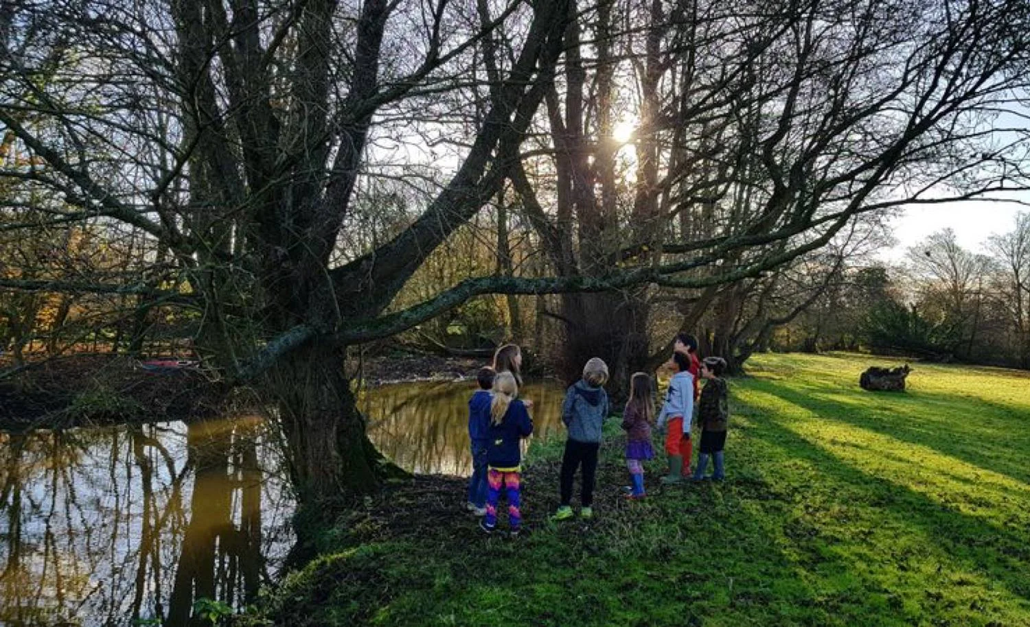 Students enjoying the beauty of Stowford Manor Farm