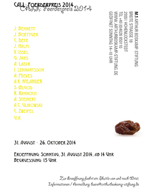 Flyer „Stein in my Mind“ Arthur Boskamp Stiftung, 2014
