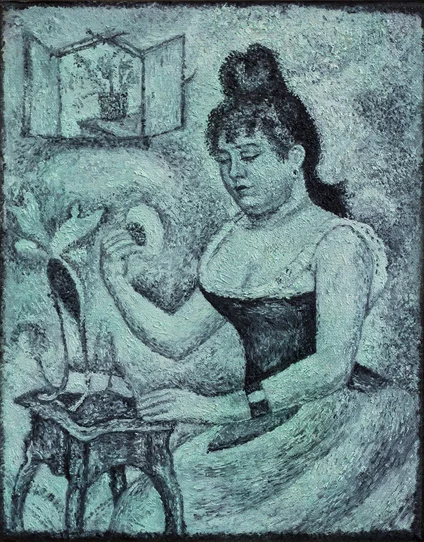 Jeune femme se poudrant